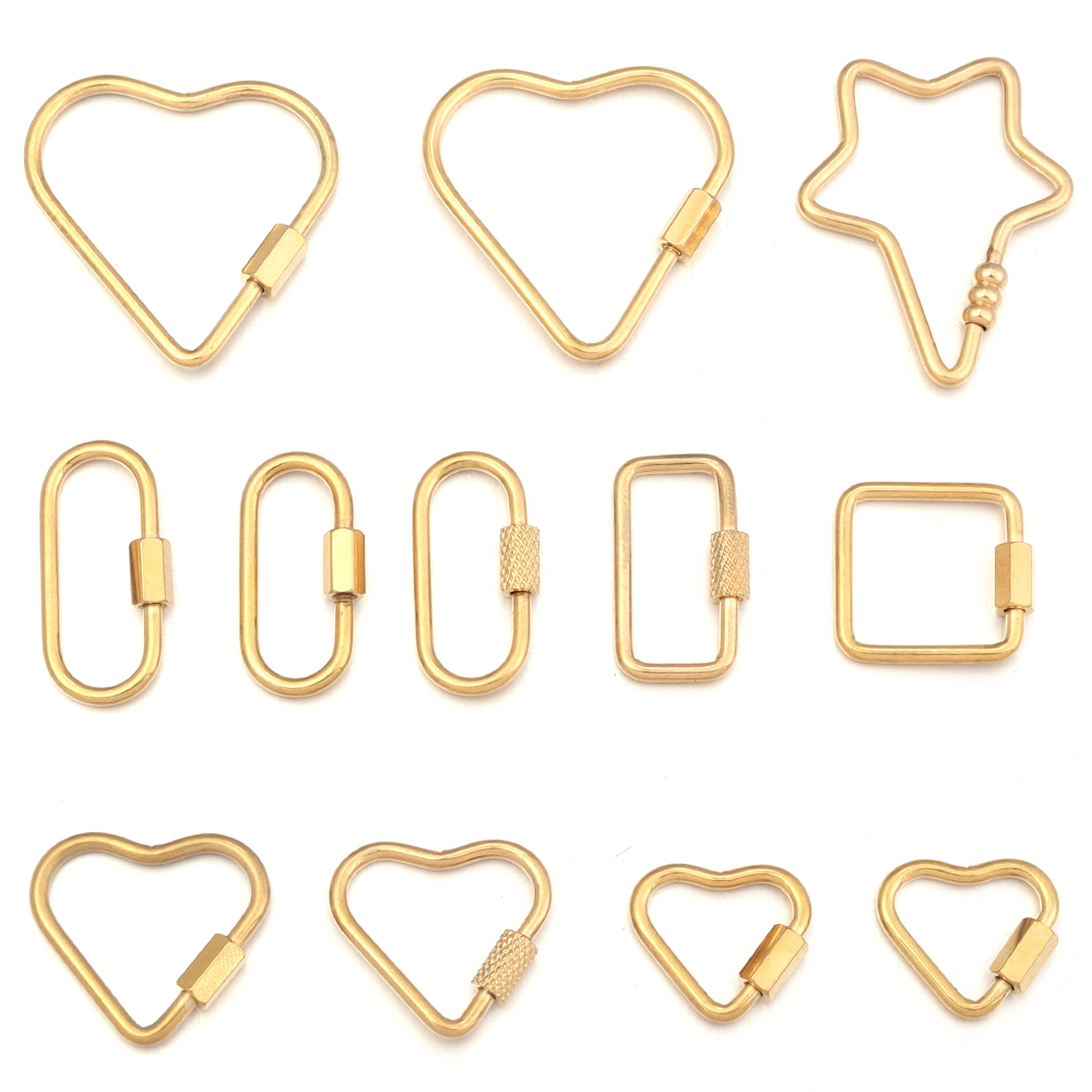 2pcs ouro aço inoxidável coraç - Carabiner Keychain avaliação e preço
