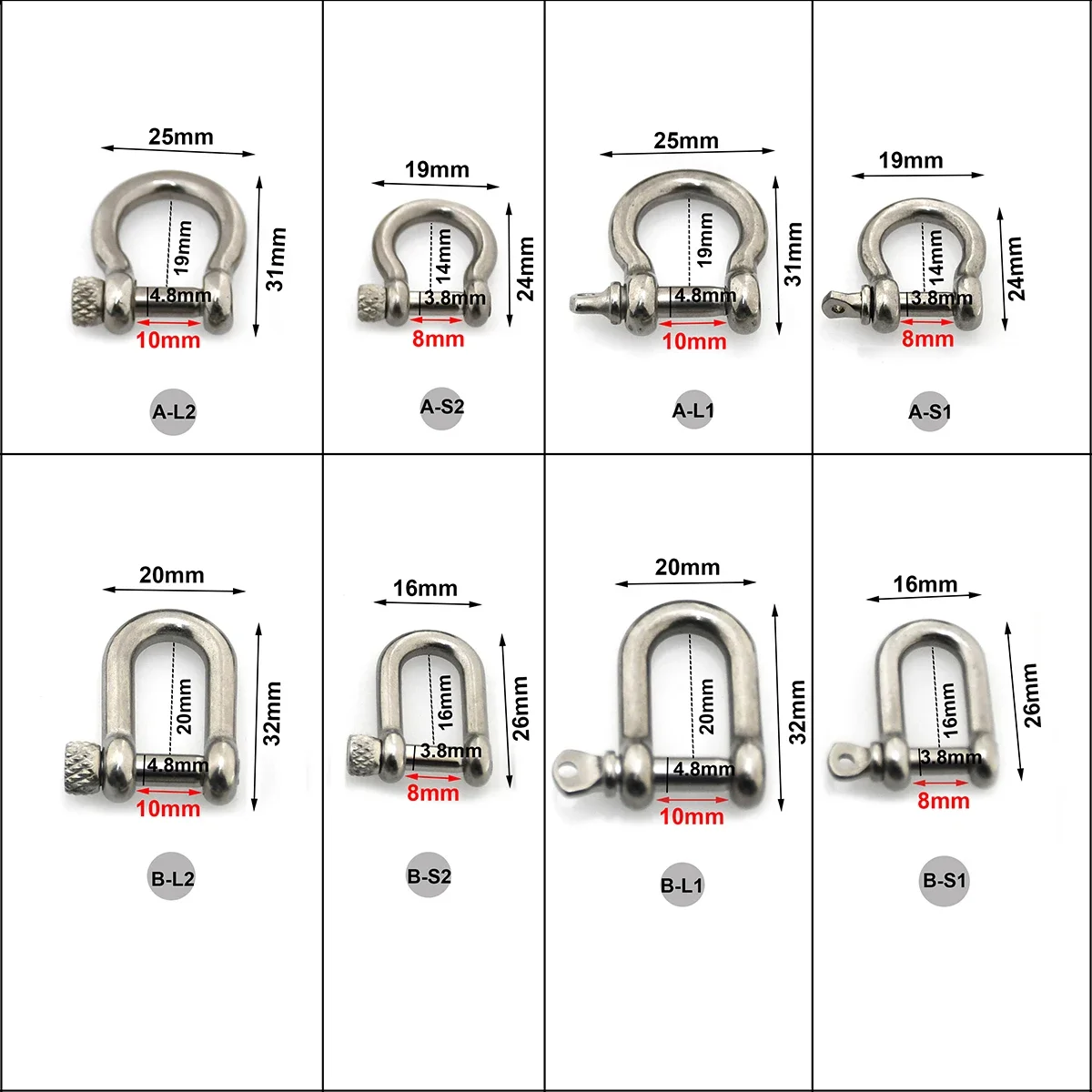 Aço inoxidável arco forma mani - Carabiner Keychain avaliação e preço